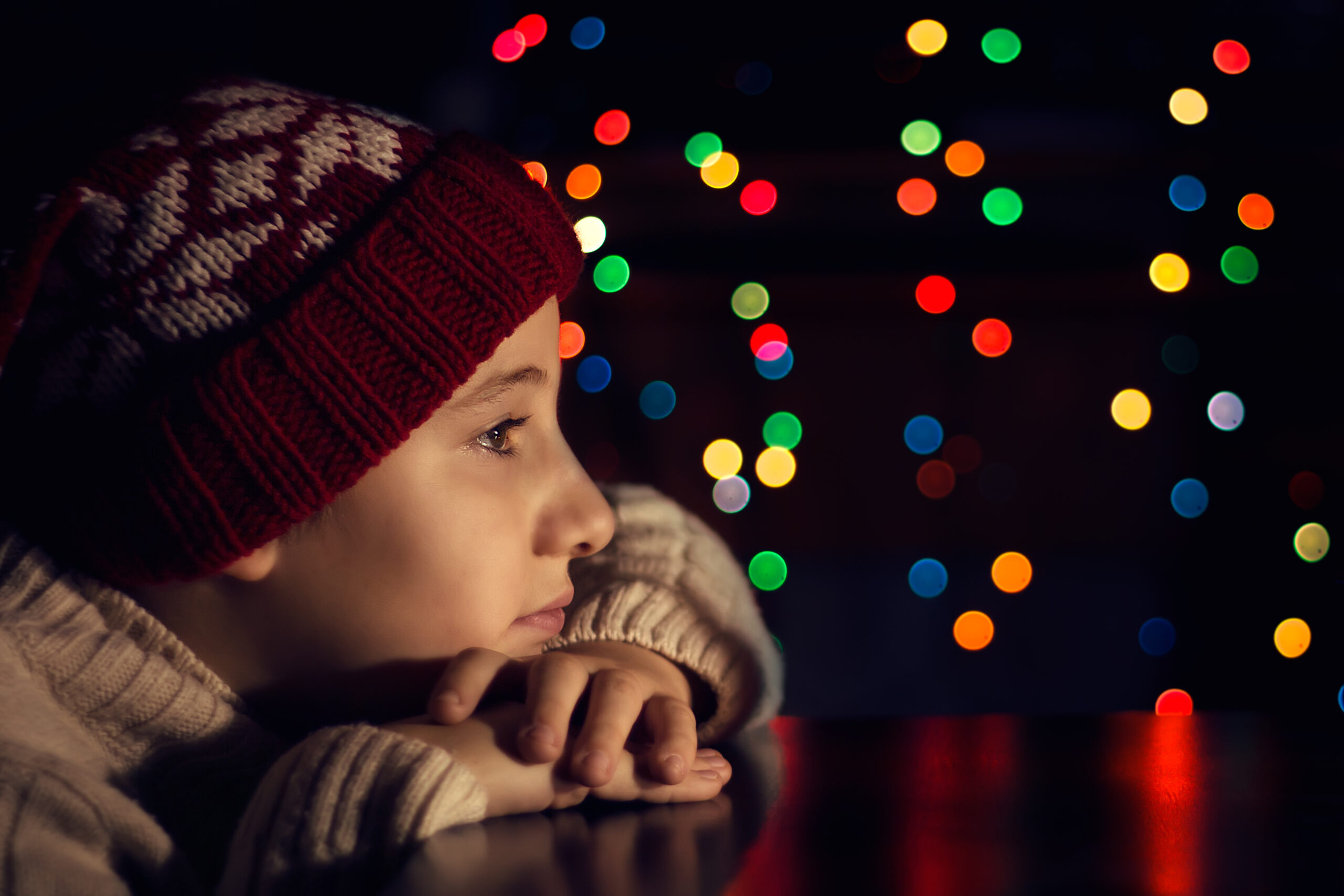 Heartbroken boy at Christmas